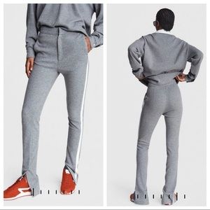 RAG & BONE JOAN SLIM PANT HEATHER GREY WHITE STRIPE LARGE COMFY POCKETS TRACK